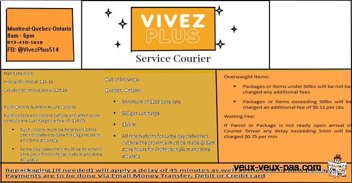 VIVEZ PLUS RAPID COURIER SERVICE ☆ SERVICES COURIER