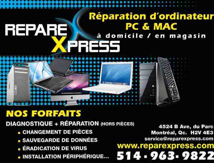 REPARATION D ORDINATEUR OFFRE SPECIALE 90$ + DEPLACEMENT