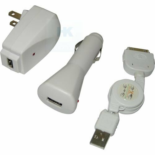 USB CABLE+CAR+WALL CHARGER FOR IPOD NANO TOUCH iPHONE