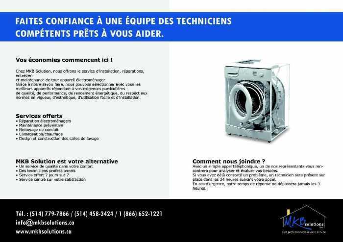 REPARATEUR ELECTROMENAGER MONTREAL 514-458-3424