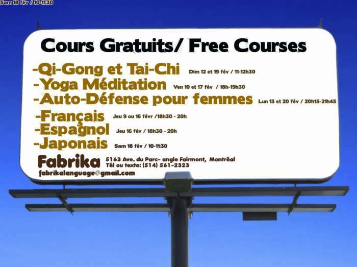 Cours Gratuits/Free Course Qi-Gong, Taichi, Langues, Tango