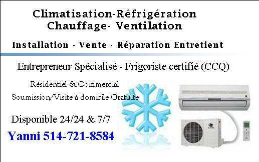 Climatisation-Réfrigération- Chauffage- Ventilation