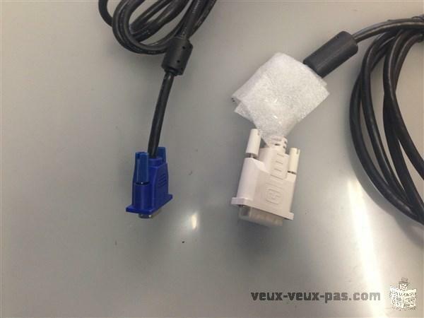 FILS DVI ET VGA ALIMENTATION NEUF ET D'OCCASION 2$ CHAQUE