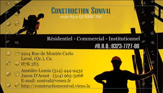 SONIVAL Construction 9156-8519 QUÉBEC INC