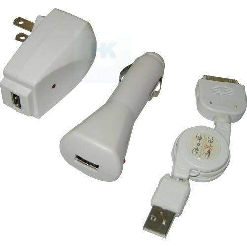 USB CABLE + CAR + WALL CHARGER FOR IPOD NANO TOUCH iPHONE
